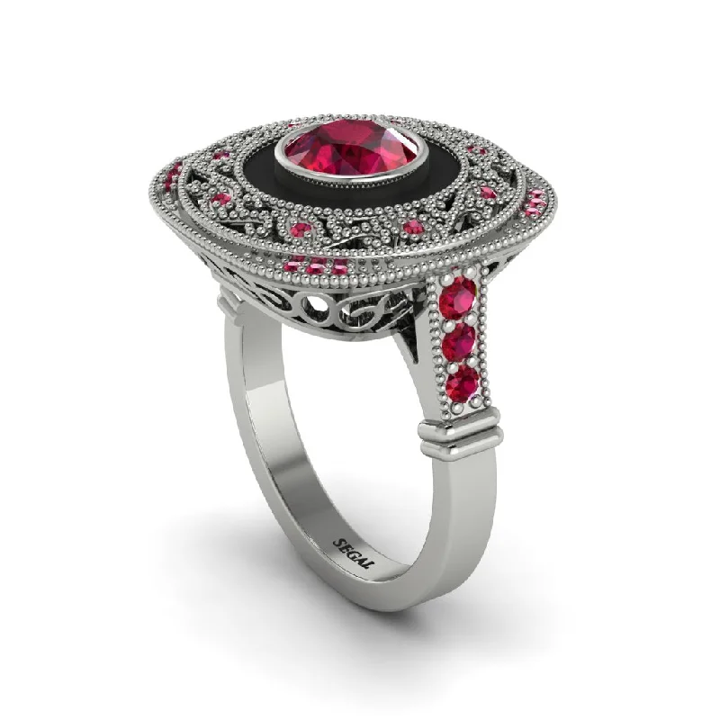 women's rings with elegant solitaire -Fancy Art Deco Ruby Ring - Pauline No. 57