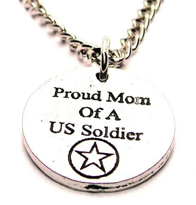 women's necklaces gemstone -Proud Mom Of A Us Solider Single Charm Necklace