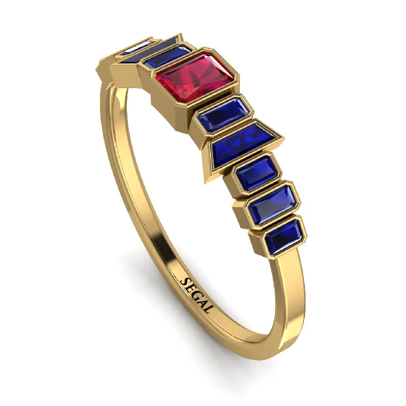 women's rings with birthstone for gifts -Emerald Ruby Mix Band - Valerie No. 70