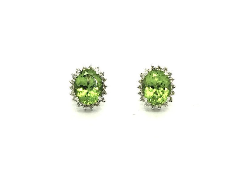 women's earrings with adjustable hooks -Peridot And Diamond Cluster Earring Ad No. 0796