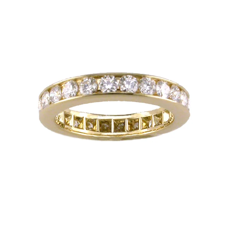 engagement rings with floral-inspired stones -18K Yellow Gold Diamond Wedding Eternity Band