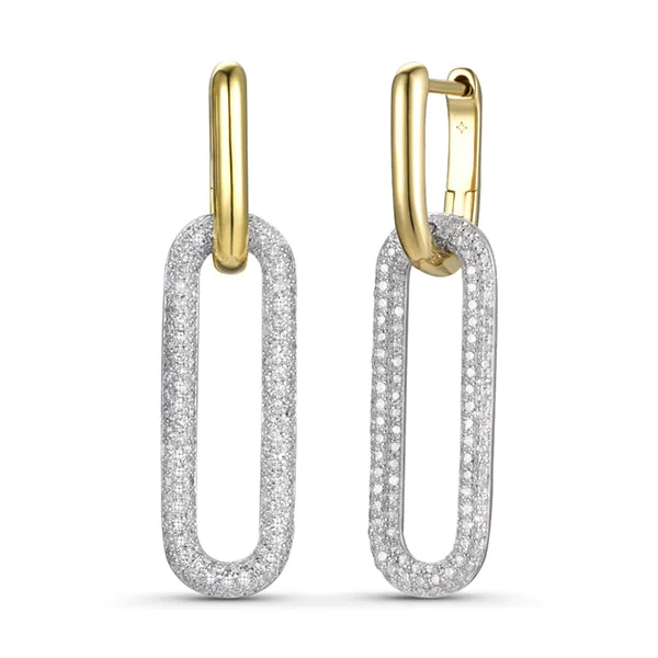 women's earrings with oval shape -Elongated Diamond Link Earrings