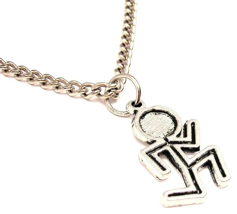 women's necklaces silver -Running Man Single Charm Necklace