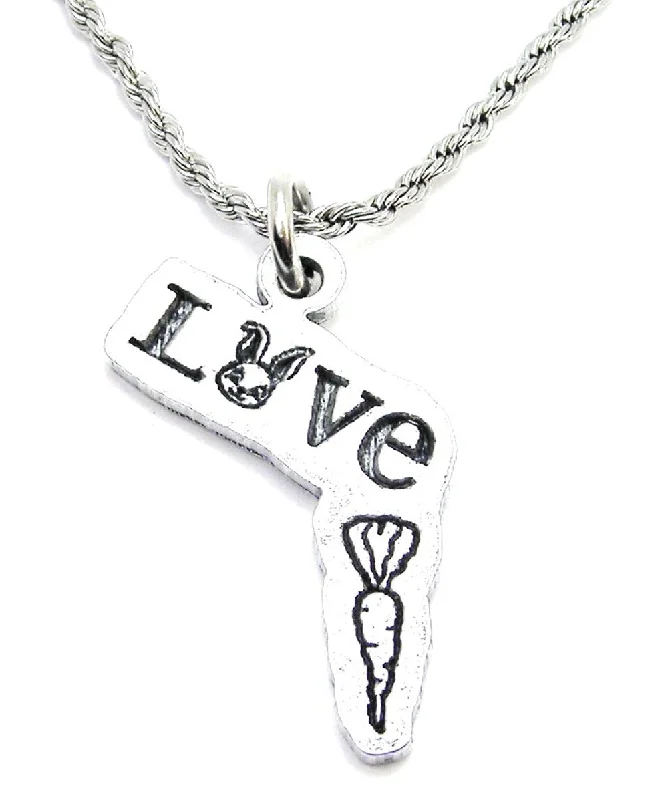 women's necklaces for birthday -Love Bunnies With Bunny O Single Charm Necklace