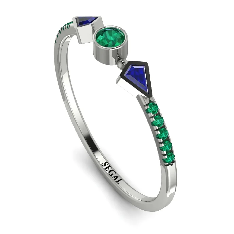 women's rings with pear-shaped diamond -Minimalist Geometric Emerald Ring - Kimberly No. 30