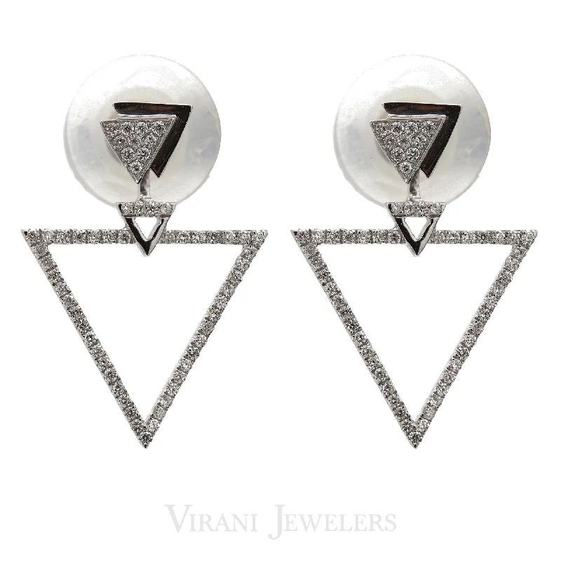 women's earrings for evening wear -Minimalist 0.3 CT Diamond Triangle Drop Earrings Set In 18K White Gold