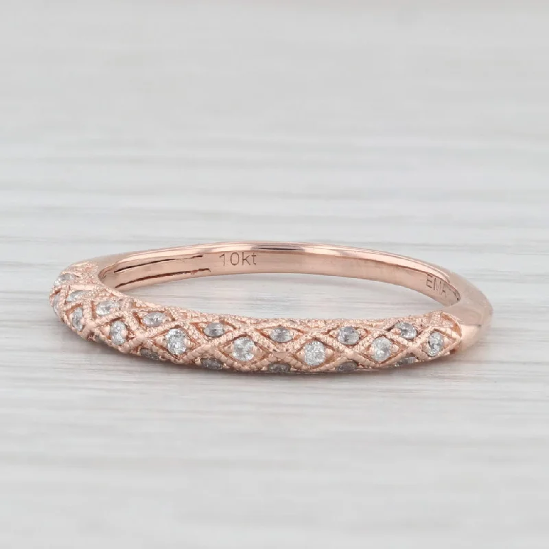 engagement rings diamond -0.12ctw Diamond Stackable Ring 10k Rose Gold Wedding Anniversary Band IGL