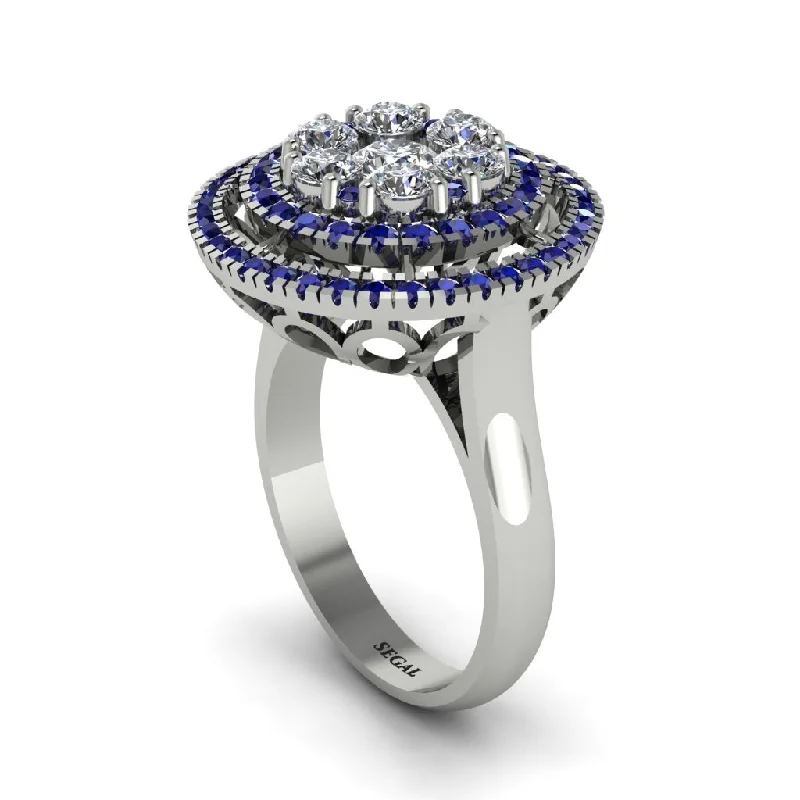 women's rings with diamond accents -Vintage Double Halo Diamond Cluster Ring - Nanette No. 63