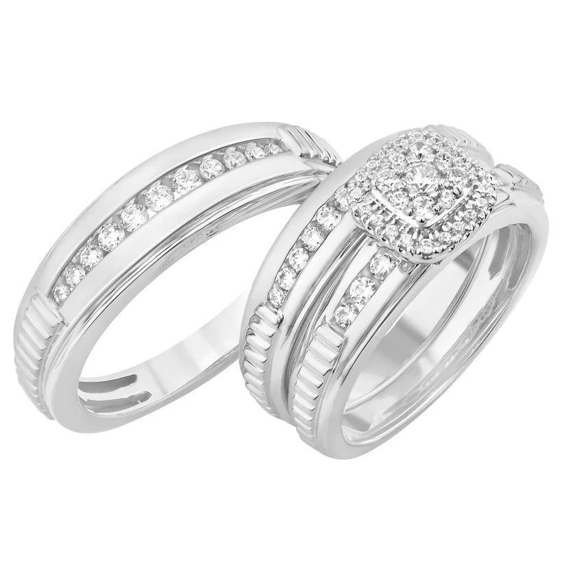 engagement rings with princess cut stones -Diamond Wedding Set (14K)