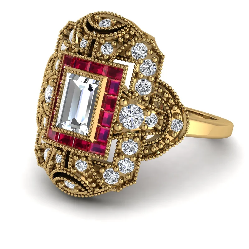 women's rings gemstone -Victorian Gold Ring With Diamond - Janice No. 46