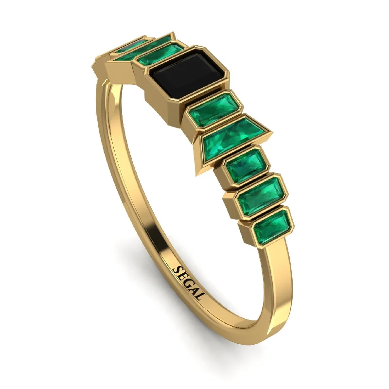 women's rings statement ring -Emerald Black Diamond Mix Band - Valerie No. 22