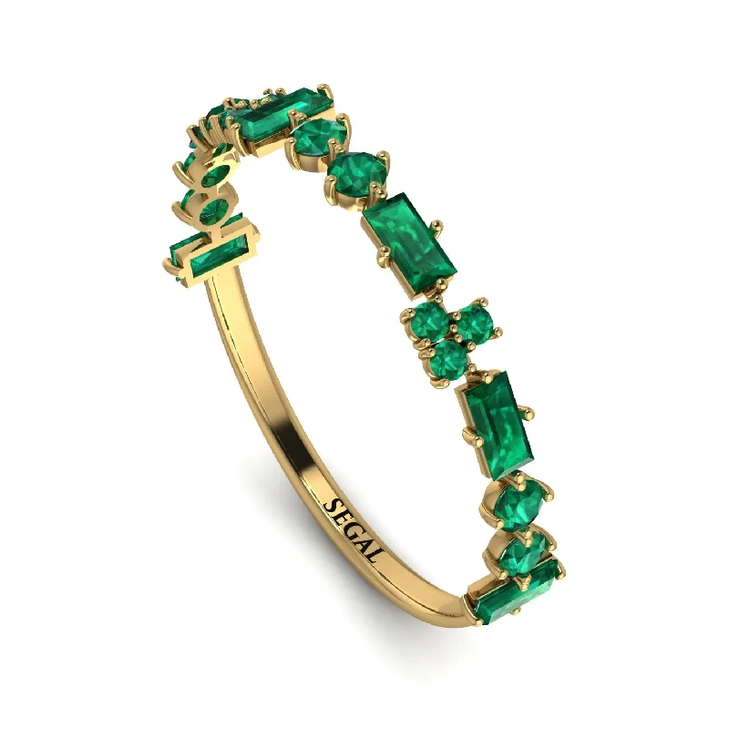 women's rings with pave diamonds -Eternity Mix Emerald Ring - Jocelyn No. 4