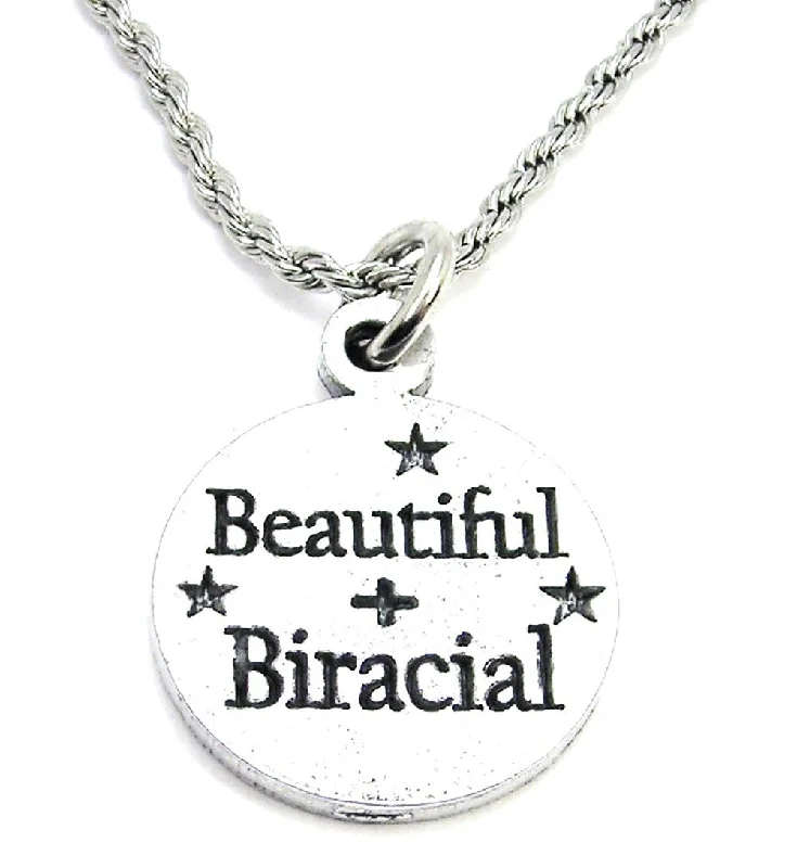 women's necklaces for anniversary -Beautiful And Biracial Single Charm Necklace