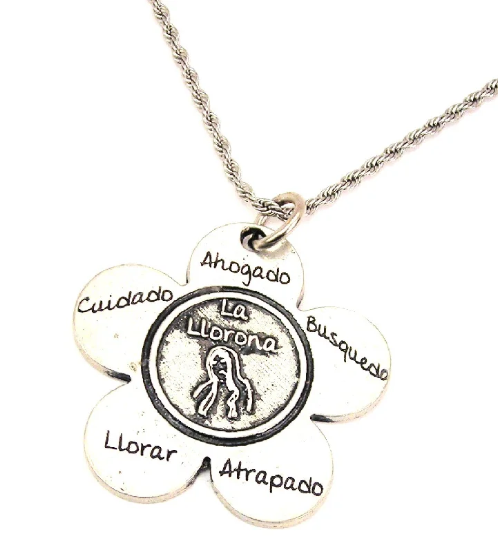 women's necklaces with love pendant -La Llorona Flower Single Charm Necklace