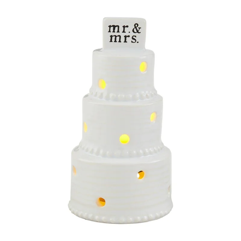 engagement rings with nature-inspired stones -Mr. & Mrs. Wedding Cake Light Up Figurine Sitter