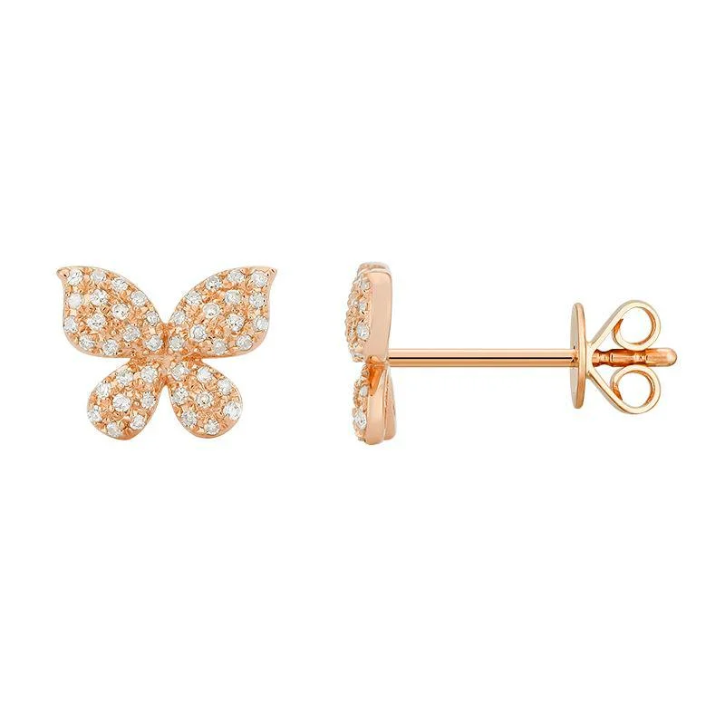 women's earrings gold with crystals -Pave Butterfly Earrings PAIR