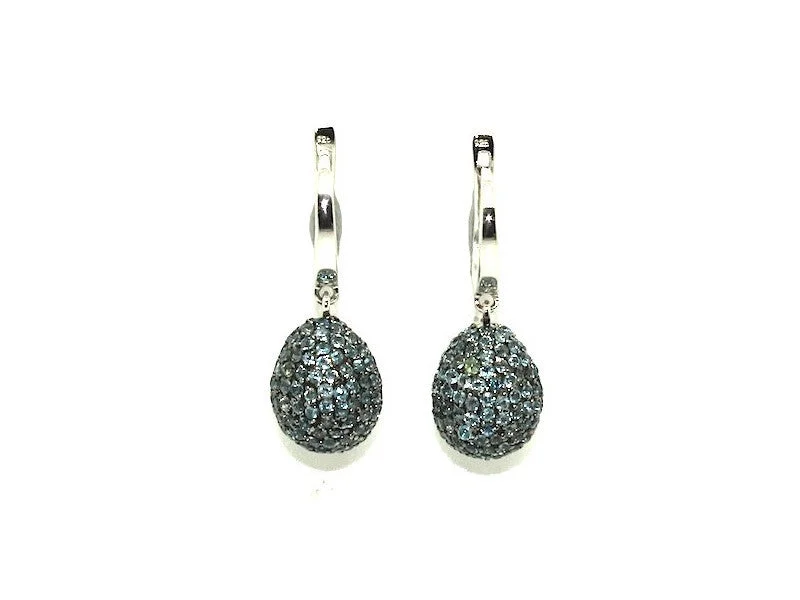 women's earrings with modern design -Blue Topaz Studded Drop Earrings