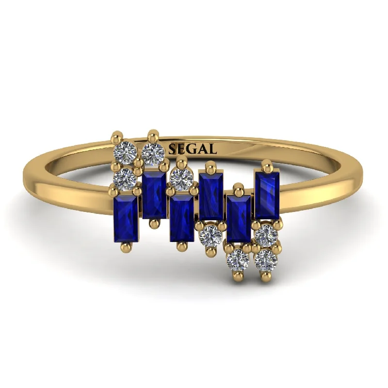 women's rings engagement ring -Baguette And Round Sapphire Band - Daniela No. 13