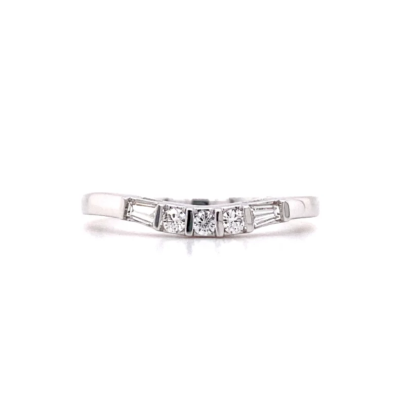 engagement rings with oval diamond -Curved Baguette Diamond Wedding/Anniversary Band in White Gold by Allison Kaufman