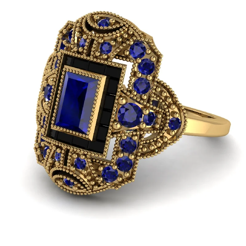 women's rings platinum -Victorian Gold Ring With Sapphire - Janice No. 43