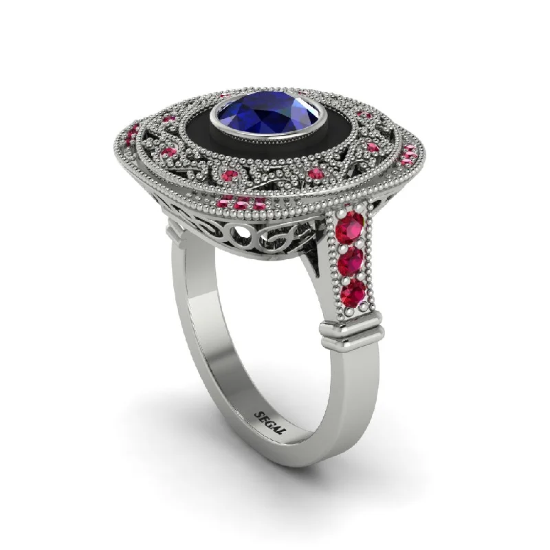 women's rings with intricate patterns -Fancy Art Deco Sapphire Ring - Pauline No. 60