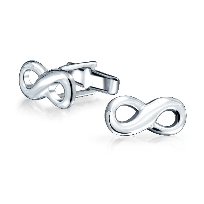 engagement rings with vintage-inspired setting -Forever Love Infinity Shirt Cufflink for Men - Sterling Silver Wedding Gift