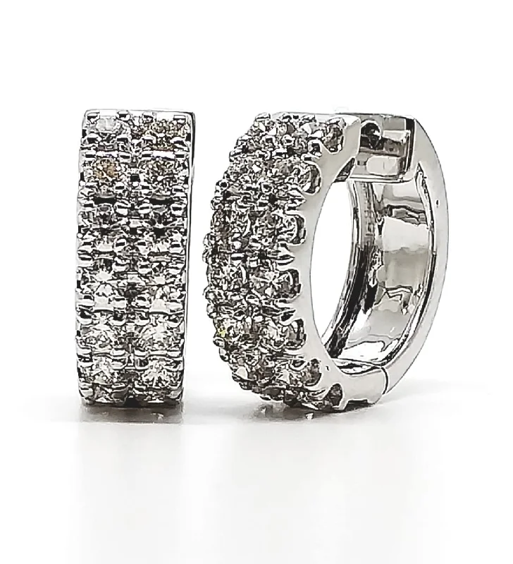 women's earrings dangly -Double Diamond Hoop Earring