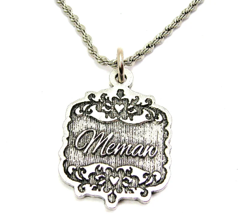 women's necklaces chain -Memaw Victorian Scroll Single Charm Necklace