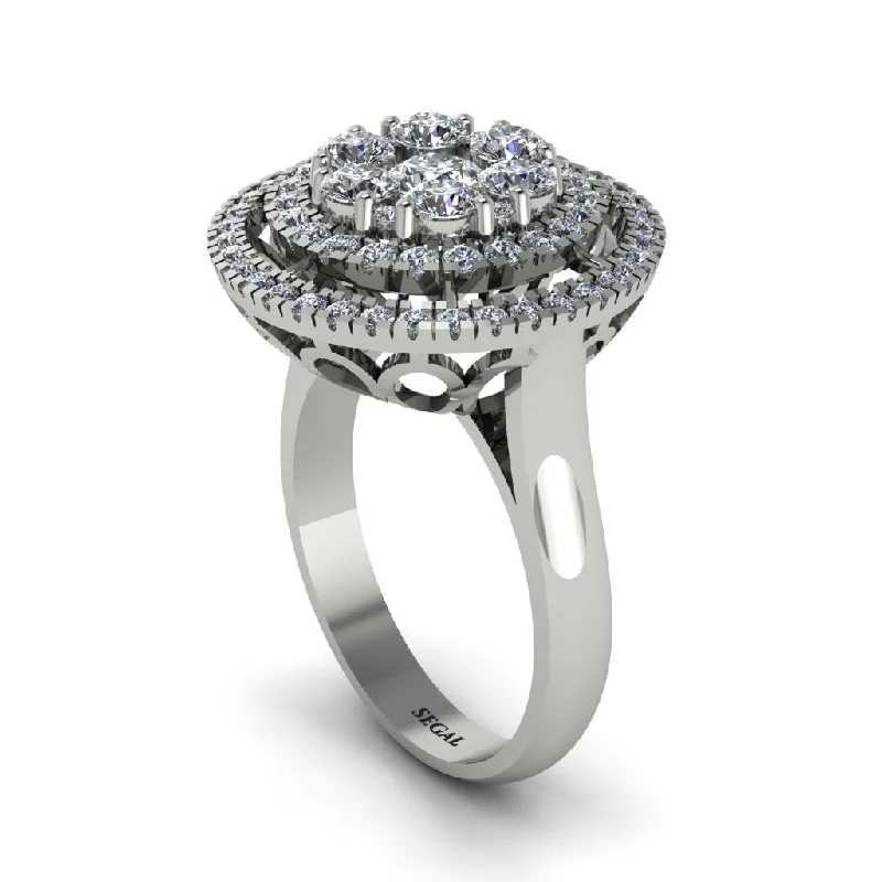 women's rings elegant twist -Vintage Double Halo Diamond Cluster Ring - Nanette No. 3