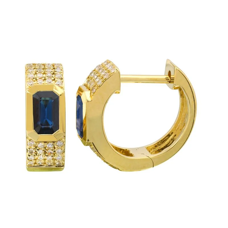 women's earrings with stackable look -Gemstone Diamond Huggie Earrings