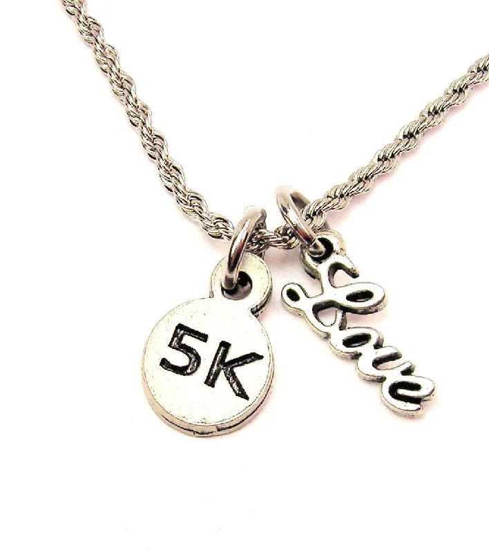 women's necklaces rose gold -5K 20" Chain Necklace With Cursive Love Accent