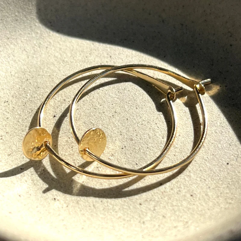 women's earrings bold hoop earrings -Gold Hoop Charm Earrings - 14kt Gold-Filled Nickel Free Hypoallergenic