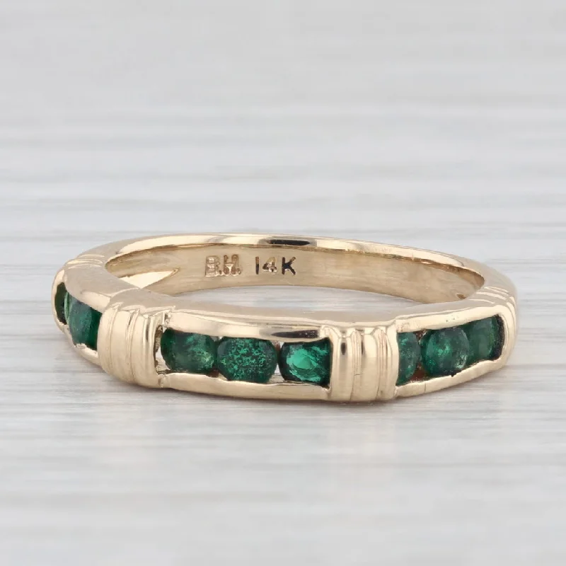 engagement rings pear shape -0.60ctw Emerald Band 14k Yellow Gold Size 7 Wedding Stackable Ring