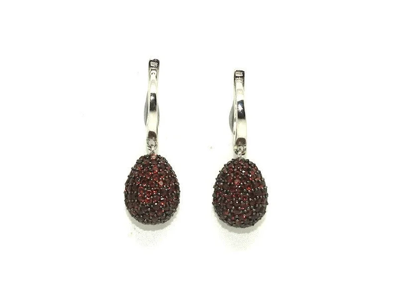 women's earrings with fringe design -Garnet Studded Drop Earrings