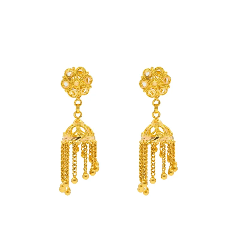 women's earrings for engagement -22K Gold Jhumki Earrings