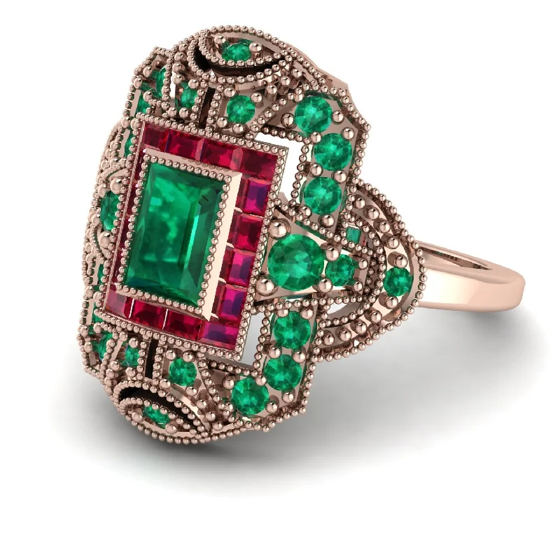 women's rings amethyst -Victorian Gold Ring With Emerald - Janice No. 50