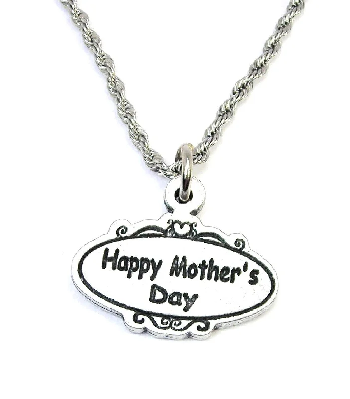 women's necklaces emerald -Happy Mother's day oval  Single Charm Necklace