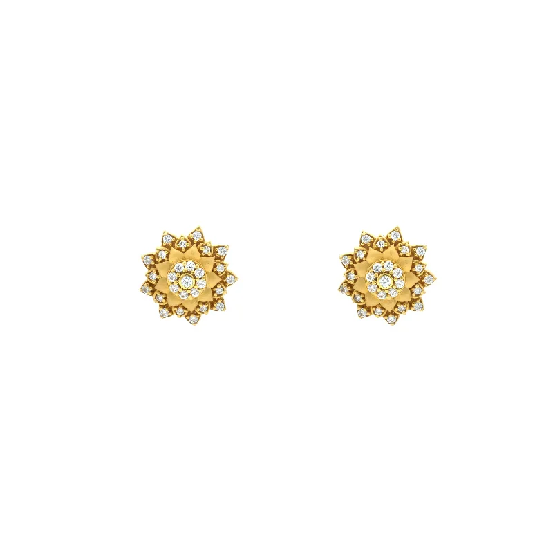 women's earrings statement -22K Yellow Gold exquisite stud Earrings W/ Cubic Zirconia, 7.8 grams