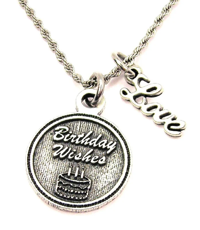 women's necklaces minimalist design -Birthday Wishes 20" Chain Necklace With Cursive Love Accent