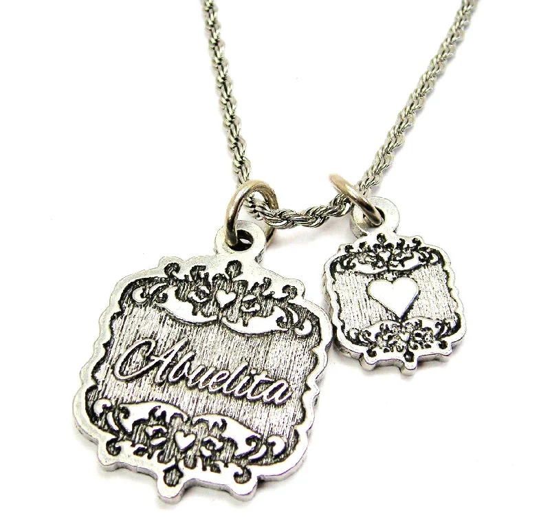 women's necklaces with minimalist pendant -Abuelita Victorian Scroll With Victorian Accent Heart 20" Chain Necklace