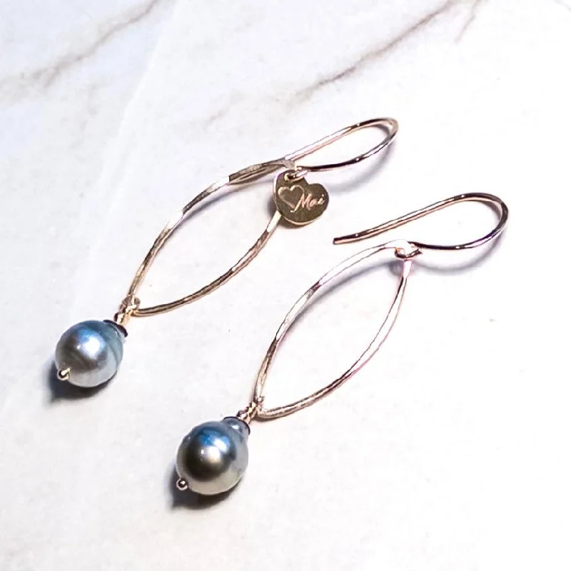 women's earrings with long dangling -Tahitian Pearl Drop Earrings