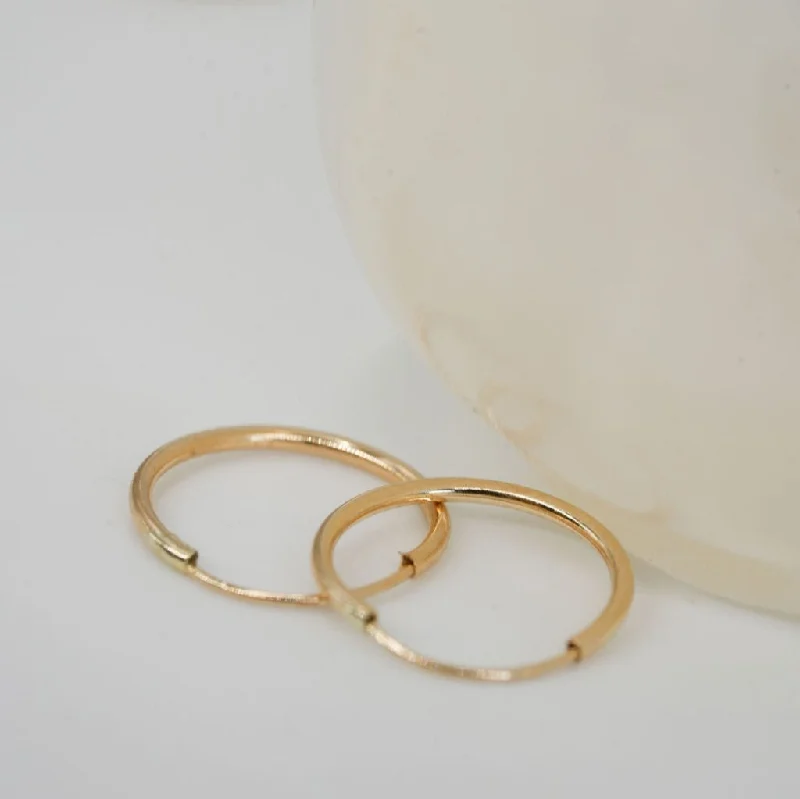 women's earrings with flower petals -14K Golden Endless Tiny Hoops