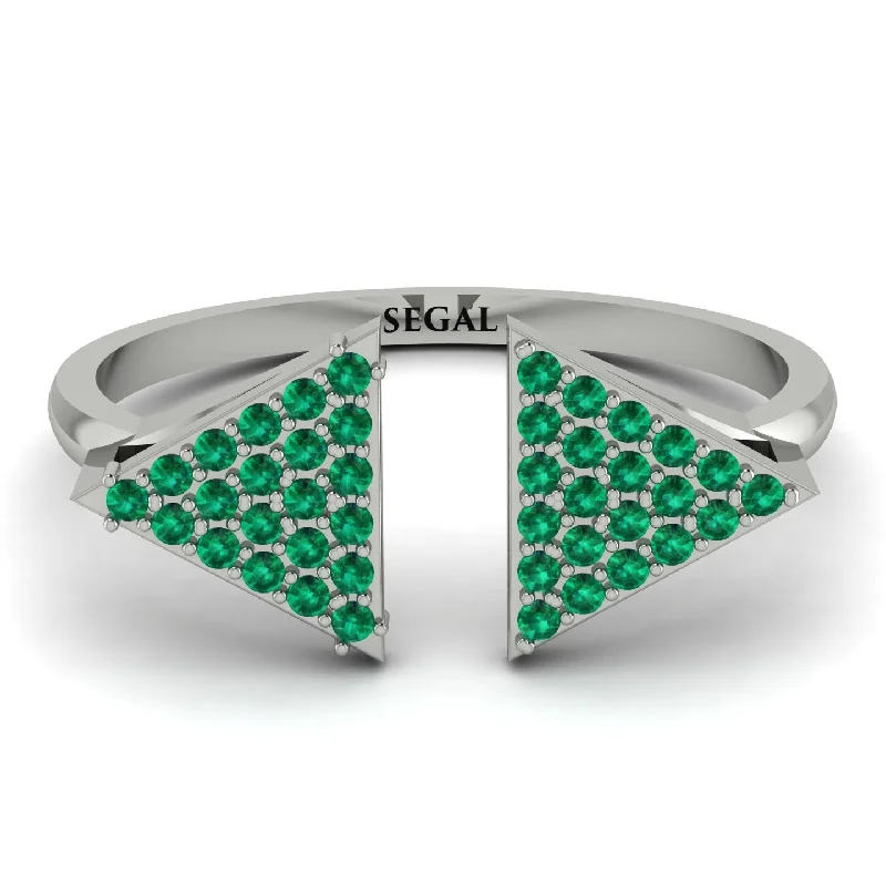 women's rings gemstone -Triangle Open Emerald Ring - Hope No. 6