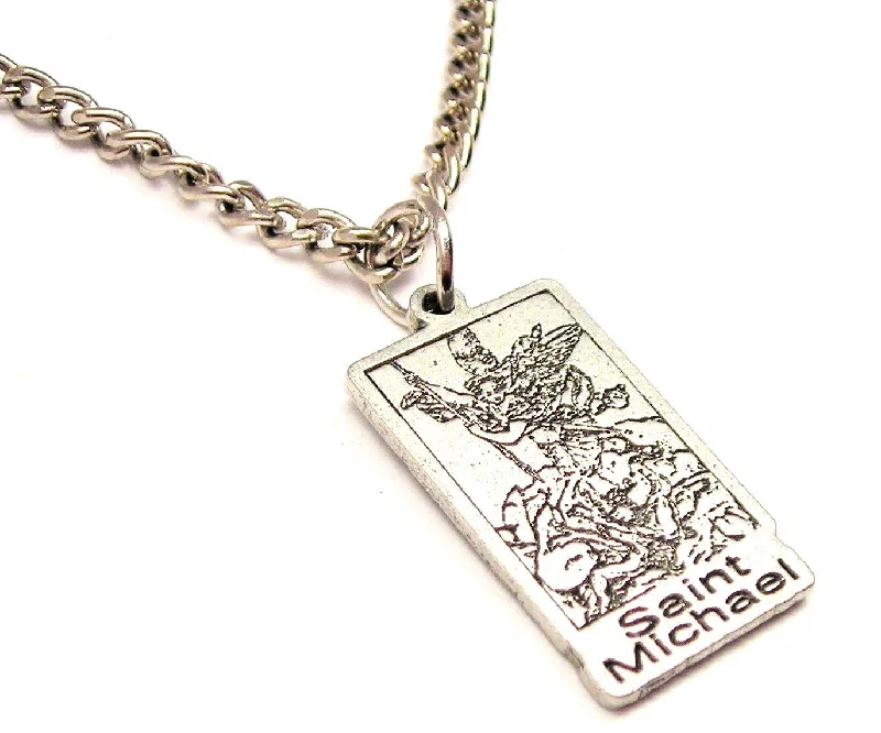 women's necklaces for wedding -Saint Michael Single Charm Necklace