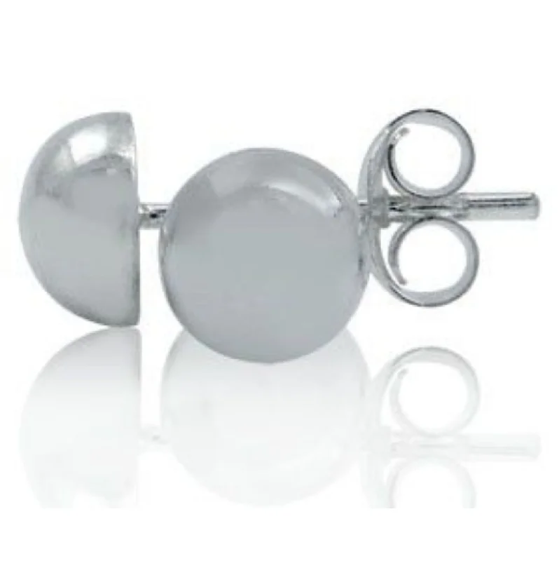 women's earrings with silver accent -925 Sterling Silver Dome Shaped Stud Earrings - 12mm