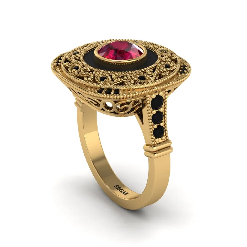 women's rings rose gold -Fancy Art Deco Ruby Ring - Pauline No. 40