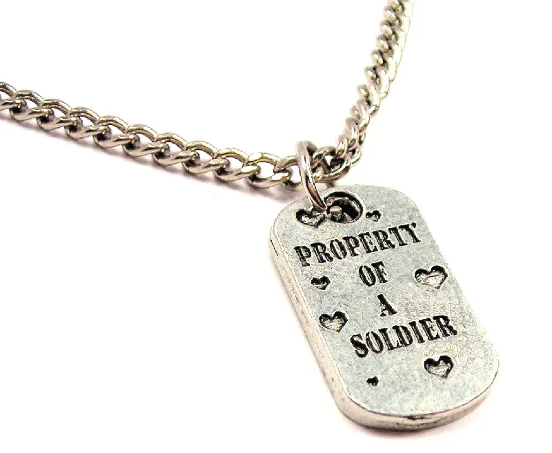 women's necklaces ruby -Property Of A Solider Single Charm Necklace