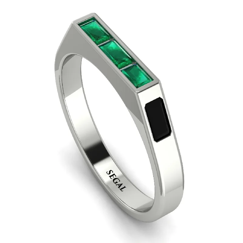 women's rings sapphire -Emerald Cut Thin Emerald Signature Ring - Sara No. 36