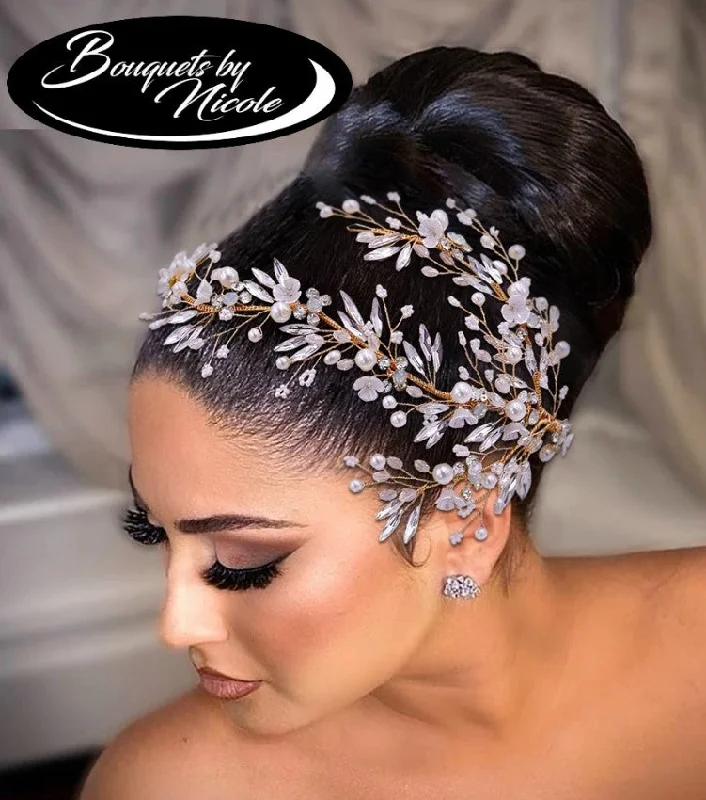 engagement rings with vintage style -Bridal Hair Accessories l Rhinestone Wedding Forehead Headband  l Hair Comb l Hair Piece HP-22