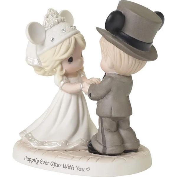 engagement rings with oval gemstone -Precious Moments Disney Wedding Couple Figurine Happily Ever After With You